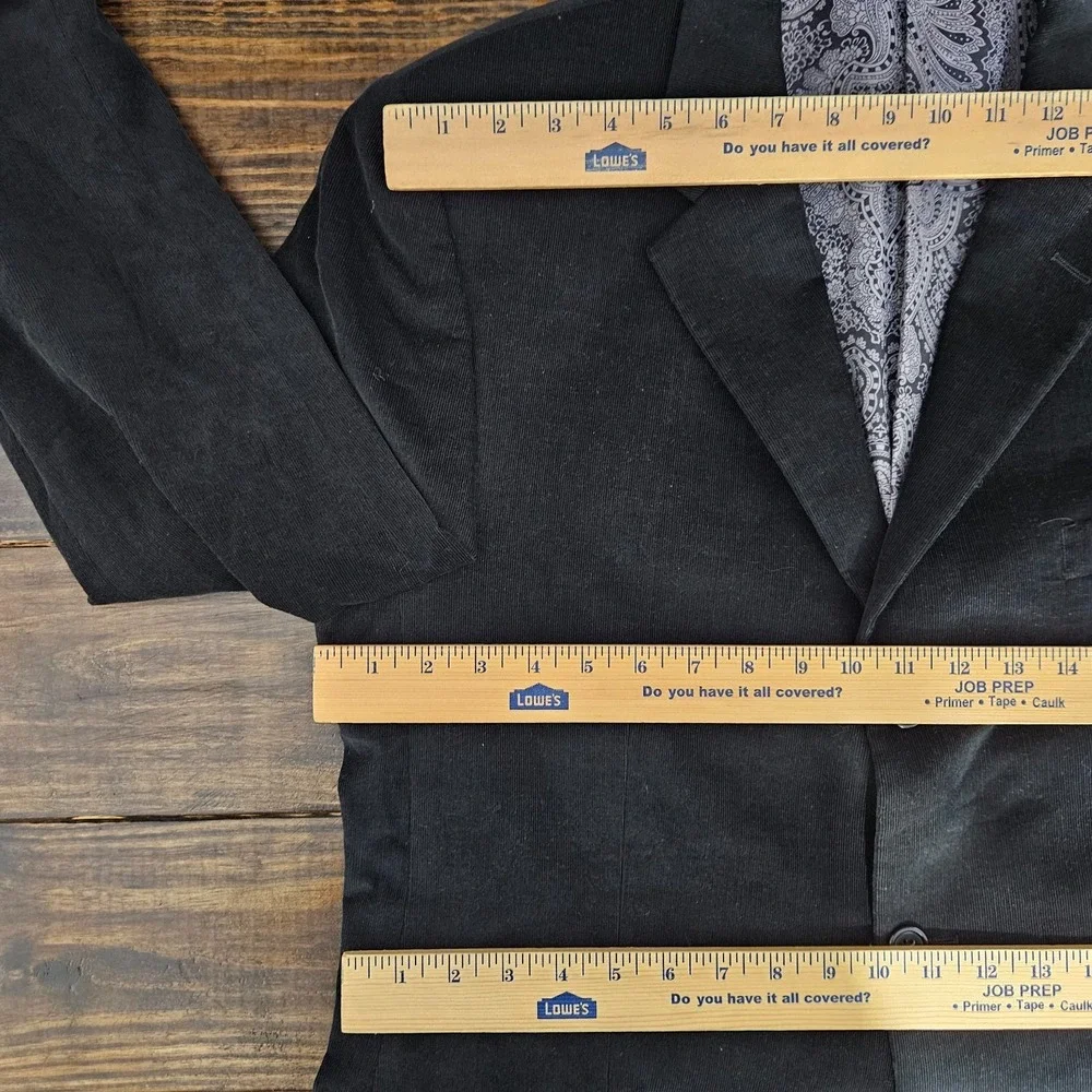 Apt.9 Men's Sport Coat Blazer Three Button Black Corduroy Cotton Size Large